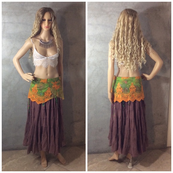 🎀 8PC TWIN FESTIVAL GOGO SKIRT FEATHER NECKLACE PERFORMANCE DANCER FAIRY ELF - Picture 6 of 8